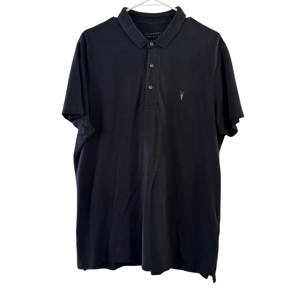 AllSaints Buckingham Men’s Black Polo Size Large Lighter Classic